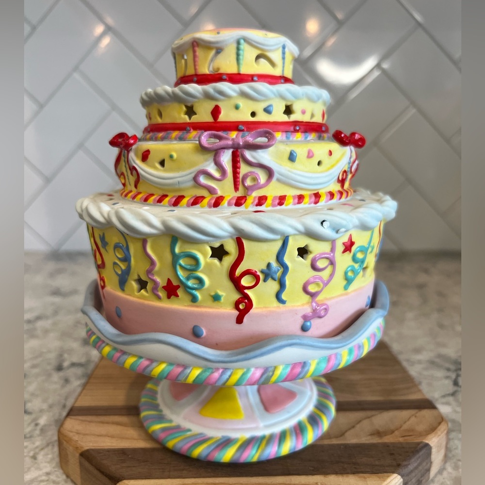 PartyLite CELEBRATION  CAKE  Tealight Candle Holder P7326 Box Birthday Decor